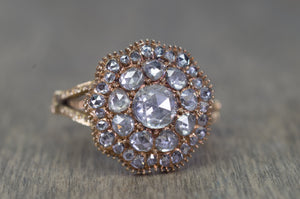 ROSE CUT DIAMOND CLUSTER RING - SinCityFinds Jewelry