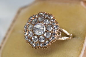 ROSE CUT DIAMOND CLUSTER RING - SinCityFinds Jewelry