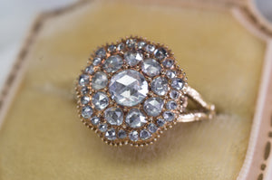 ROSE CUT DIAMOND CLUSTER RING - SinCityFinds Jewelry