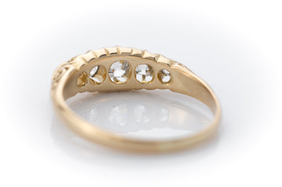 0.95CTW OLD CUT DIAMOND FIVE STONE BAND IN 18K - SinCityFinds Jewelry