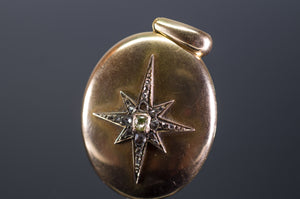 ANTIQUE 15CT GOLD LOCKET WITH OLD MINE AND ROSE CUT DIAMONDS - SinCityFinds Jewelry