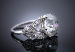 MADE TO ORDER EDWARDIAN STYLE LEAF SHAPED PLATINUM SEMI MOUNT - SinCityFinds Jewelry