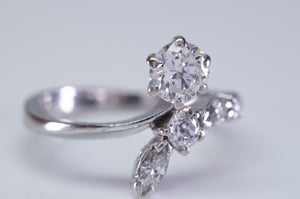 0.81CTW  FRENCH TRANSITIONAL CUT DIAMOND RING IN WHITE GOLD - SinCityFinds Jewelry