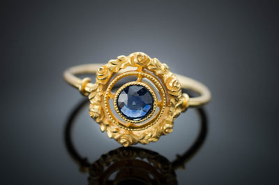 ANTIQUE FRENCH 18K GOLD SAPPHIRE RING - SinCityFinds Jewelry
