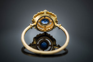 ANTIQUE FRENCH 18K GOLD SAPPHIRE RING - SinCityFinds Jewelry