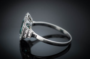 ROSE CUT DIAMOND AND BLUE GREEN TOURMALINE RING - SinCityFinds Jewelry