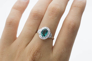 ROSE CUT DIAMOND AND BLUE GREEN TOURMALINE RING - SinCityFinds Jewelry