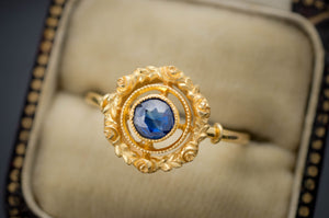 ANTIQUE FRENCH 18K GOLD SAPPHIRE RING - SinCityFinds Jewelry