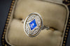 ANTIQUE KITE CUT SAPPHIRE AND DIAMOND RING - SinCityFinds Jewelry
