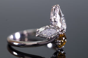 2.11CTW VINTAGE OLD CUT MARQUISE AND OLD EUROPEAN CUT COCKTAIL DIAMOND RING - SinCityFinds Jewelry