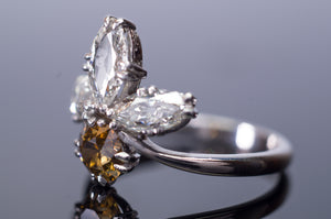 2.11CTW VINTAGE OLD CUT MARQUISE AND OLD EUROPEAN CUT COCKTAIL DIAMOND RING - SinCityFinds Jewelry