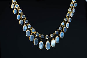 ANTIQUE MOONSTONE NECKLACE IN 15K GOLD - SinCityFinds Jewelry