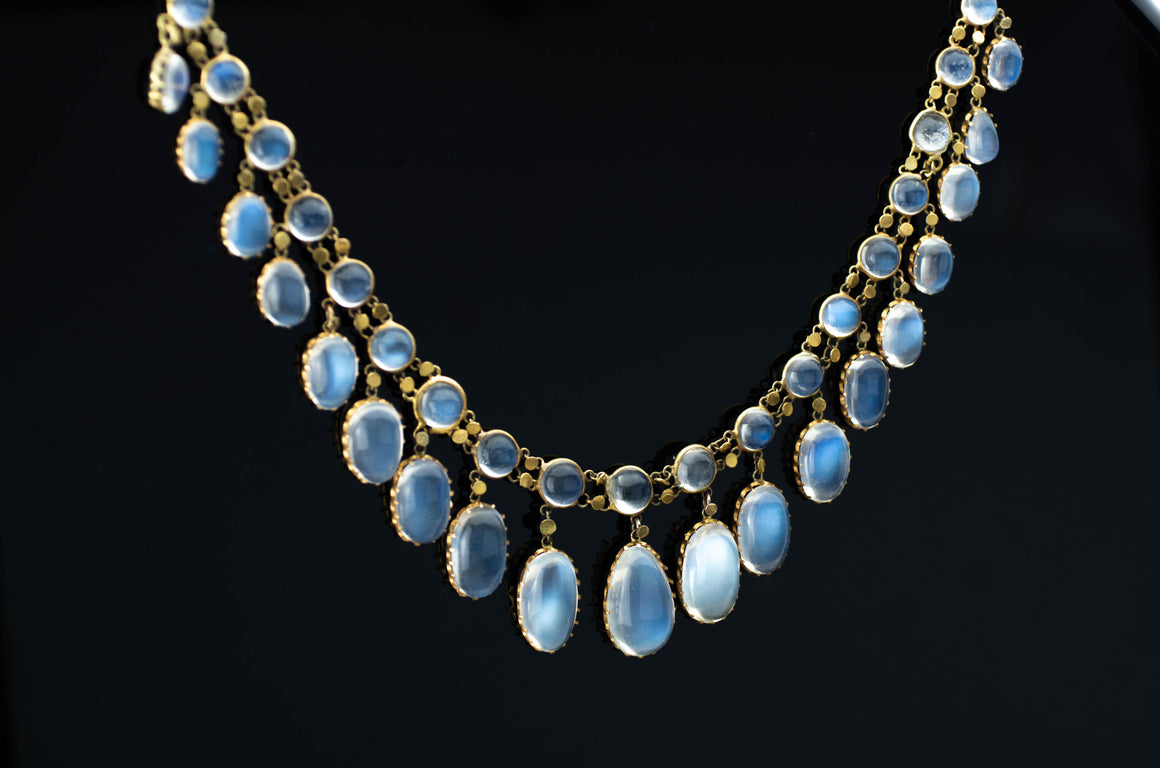 ANTIQUE MOONSTONE NECKLACE IN 15K GOLD - SinCityFinds Jewelry