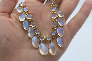 ANTIQUE MOONSTONE NECKLACE IN 15K GOLD - SinCityFinds Jewelry