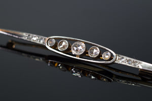 ANTIQUE ROSE CUT DIAMOND FRENCH YELLOW GOLD AND PLATINUM BROOCH - SinCityFinds Jewelry