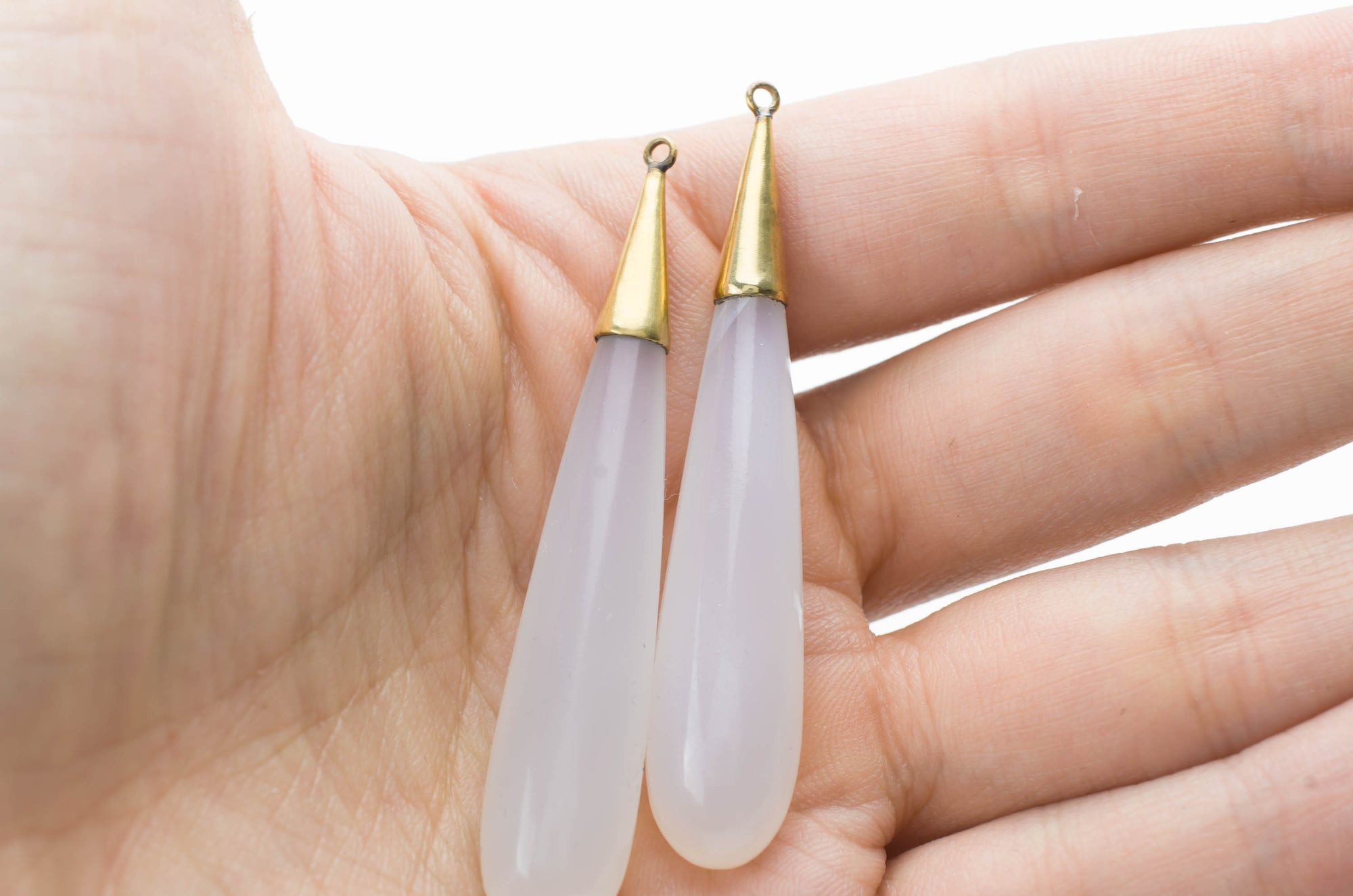 LATE GEORGIAN TORPEDO CHALCEDONY NIGHT AND DAY EARRINGS - SinCityFinds Jewelry