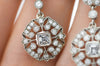 DECO INSPIRED ASSCHER AND ROUND CUT LONG DIAMOND EARRINGS - SinCityFinds Jewelry