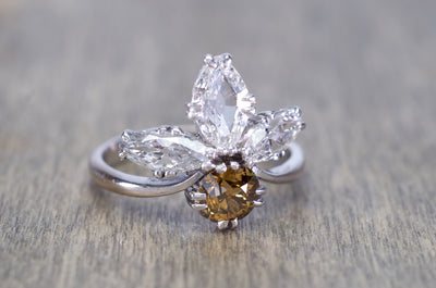 2.11CTW VINTAGE OLD CUT MARQUISE AND OLD EUROPEAN CUT COCKTAIL DIAMOND RING - SinCityFinds Jewelry