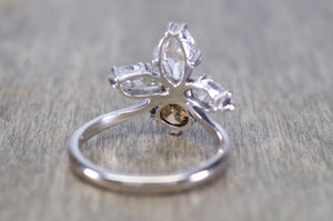 2.11CTW VINTAGE OLD CUT MARQUISE AND OLD EUROPEAN CUT COCKTAIL DIAMOND RING - SinCityFinds Jewelry