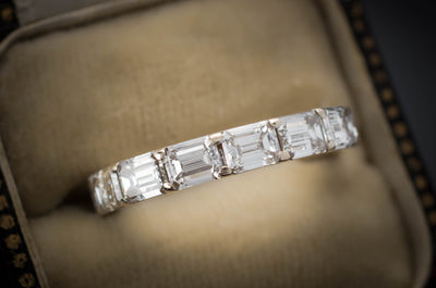 4.3CTW HORIZONTAL EMERALD CUT DIAMOND ETERNITY BAND - SinCityFinds Jewelry