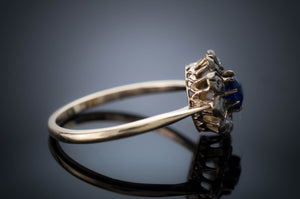 ANTIQUE ROSE CUT DIAMOND AND SAPPHIRE RING - SinCityFinds Jewelry