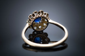 ANTIQUE ROSE CUT DIAMOND AND SAPPHIRE RING - SinCityFinds Jewelry