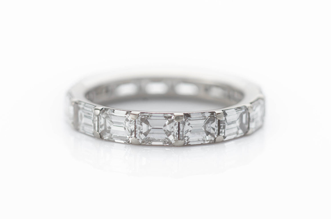 4.3CTW HORIZONTAL EMERALD CUT DIAMOND ETERNITY BAND - SinCityFinds Jewelry