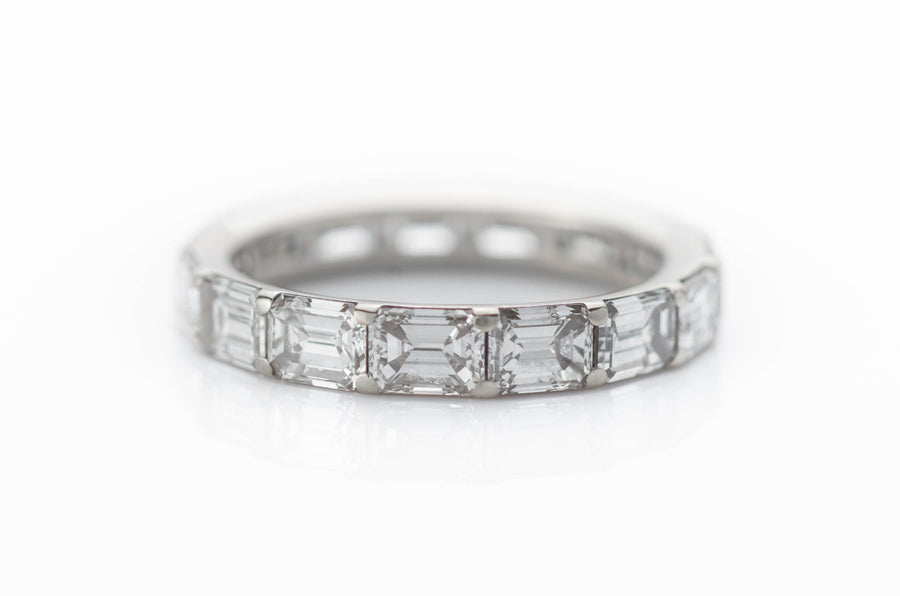 4.3CTW HORIZONTAL EMERALD CUT DIAMOND ETERNITY BAND - SinCityFinds Jewelry