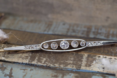 ANTIQUE ROSE CUT DIAMOND FRENCH YELLOW GOLD AND PLATINUM BROOCH - SinCityFinds Jewelry