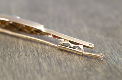 ANTIQUE ROSE CUT DIAMOND FRENCH YELLOW GOLD AND PLATINUM BROOCH - SinCityFinds Jewelry