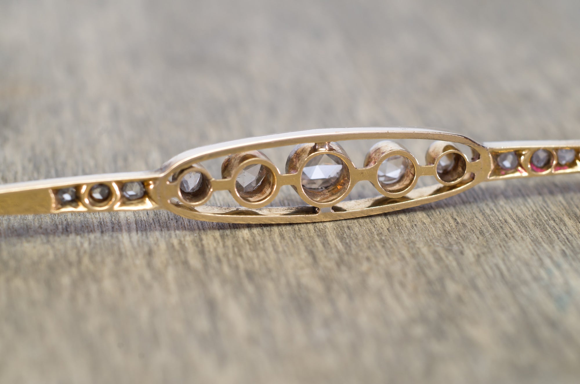ANTIQUE ROSE CUT DIAMOND FRENCH YELLOW GOLD AND PLATINUM BROOCH - SinCityFinds Jewelry