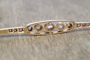 ANTIQUE ROSE CUT DIAMOND FRENCH YELLOW GOLD AND PLATINUM BROOCH - SinCityFinds Jewelry