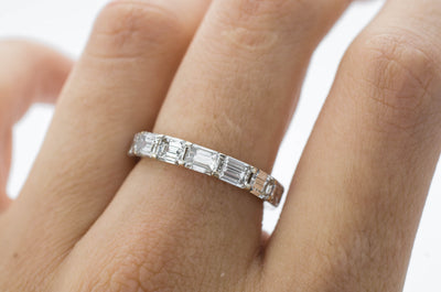 4.3CTW HORIZONTAL EMERALD CUT DIAMOND ETERNITY BAND - SinCityFinds Jewelry