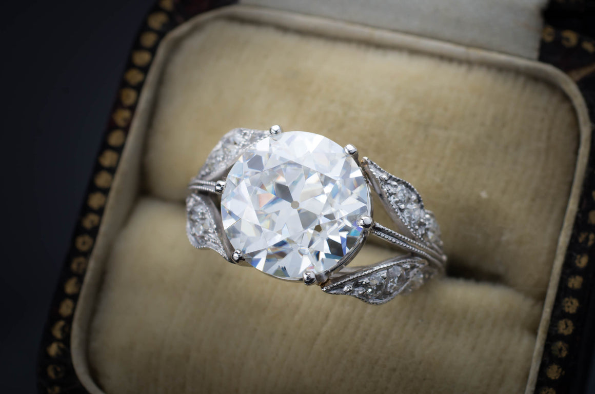 SOLITAIRE IN PLATINUM WITH DIAMOND ACCENTS - SinCityFinds Jewelry