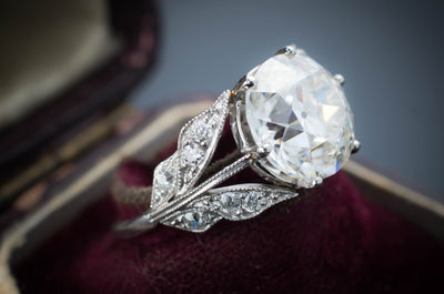 SOLITAIRE IN PLATINUM WITH DIAMOND ACCENTS - SinCityFinds Jewelry