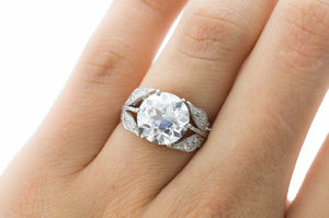 SOLITAIRE IN PLATINUM WITH DIAMOND ACCENTS - SinCityFinds Jewelry