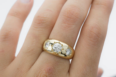 1.9CTW OLD EUROPEAN CUT GYPSY STYLE RING - SinCityFinds Jewelry