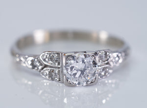 0.46CTW ART DECO TRANSITIONAL  CUT DIAMOND RING - SinCityFinds Jewelry