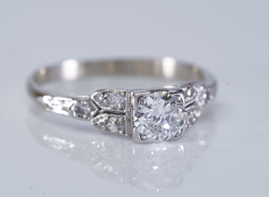 0.46CTW ART DECO TRANSITIONAL  CUT DIAMOND RING - SinCityFinds Jewelry