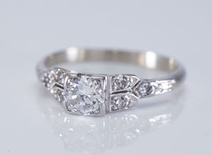 0.46CTW ART DECO TRANSITIONAL  CUT DIAMOND RING - SinCityFinds Jewelry