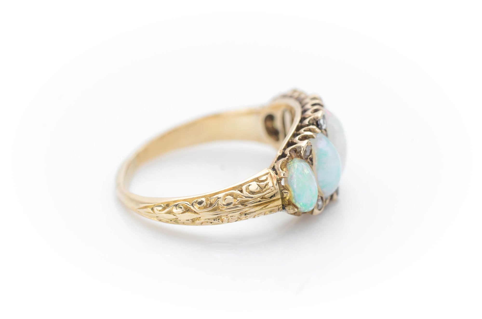 FIVE STONE OPAL AND ROSE CUT ACCENT RING - SinCityFinds Jewelry