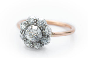 OLD EUROPEAN CUT DIAMOND CLUSTER HALO RING - SinCityFinds Jewelry