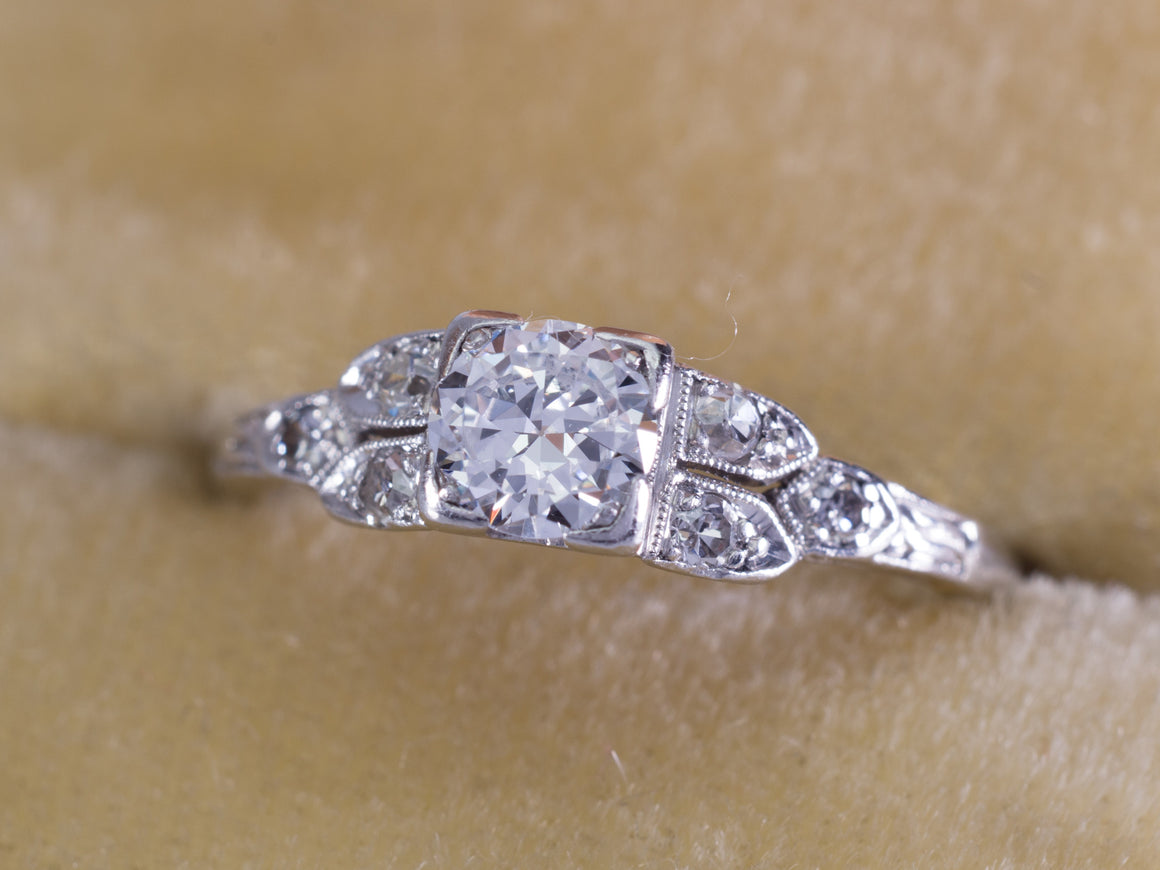 0.46CTW ART DECO TRANSITIONAL  CUT DIAMOND RING - SinCityFinds Jewelry