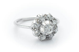 OLD EUROPEAN CUT DIAMOND CLUSTER HALO RING - SinCityFinds Jewelry