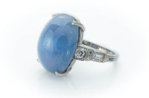 21CT STAR SAPPHIRE RING IN PLATINUM - SinCityFinds Jewelry