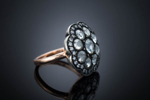 ROSE CUT DIAMOND RING IN ROSE GOLD AND SILVER - SinCityFinds Jewelry