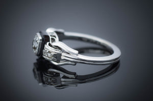 OLD EUROPEAN CUT DIAMOND RING WITH ONIX ACCENT - SinCityFinds Jewelry