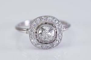 1.22CTW OLD MINE CUSHION DIAMOND HALO ENGAGEMENT RING - SinCityFinds Jewelry