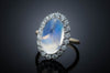 MOONSTONE AND DIAMOND HALO RING - SinCityFinds Jewelry