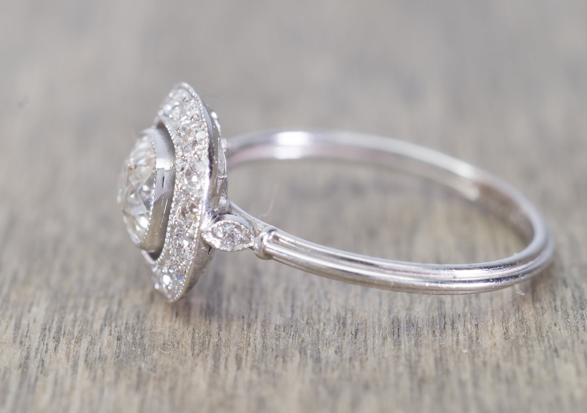 1.22CTW OLD MINE CUSHION DIAMOND HALO ENGAGEMENT RING - SinCityFinds Jewelry